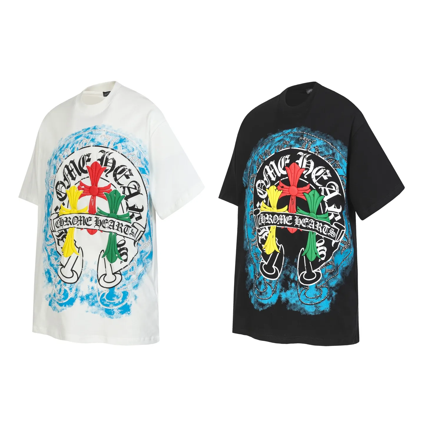 P170 Chrome Hearts CH Chrome Hearts Colorful Horseshoe Sanskrit Hot Diamond Letters Printed Short Sleeve T-shirt Uses direct injection imported machine printing. All hardware and accessories are milled and customized. Correctly configured. Black 2025 Chrome Hearts genuine packaging. 260 grams of custom-dyed double yarn cotton. Large version. Loose and stylish. Differentiated from low version, slim and long version with upper body and raised hips. 100% commitment: top quality. Not fast food. Highest version on the market. Top quality - different from ordinary versions on the market. If you care about quality, you should also respect the price. Absolutely 0 after-sales service and 0 return rate so far. It’s hard not to love the style - 260g double yarn cotton custom dyed fabric - Correct high-density main mark, washed tag, hand-sewn